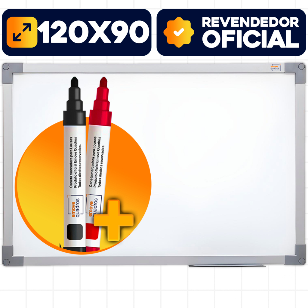 Lousa Branca 120x90 Quadro Branco + 2 Caneta Didática Média Escolar Escrever Planejamento Estudo em Oferta na Shopee