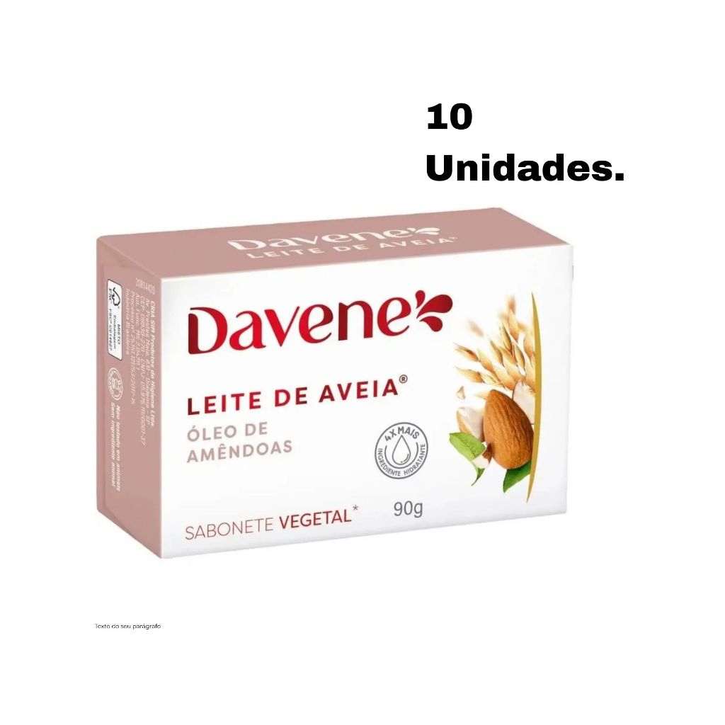 Kit C/10 Sabonetes Vegetais Leite de Aveia Óleo de Amêndoas 90g - Davene em Oferta na Shopee