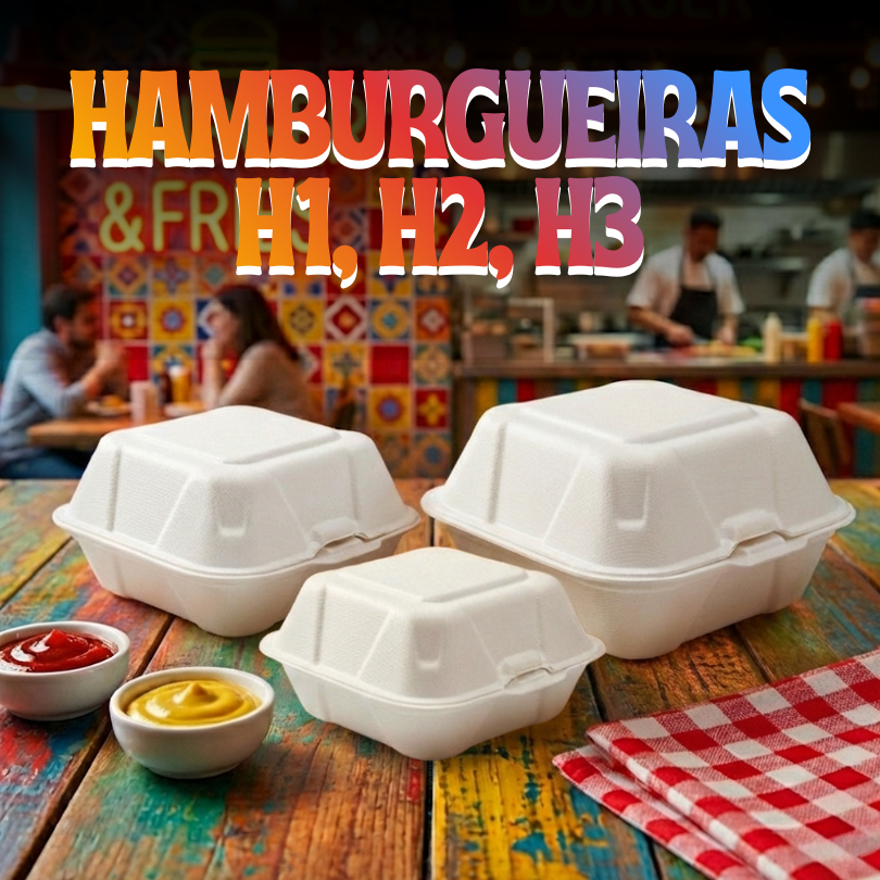 Hamburgueira Isopor H1, H2, H3 | 100 Unidades | Lanche, Hamburguer, Porções, Pudim, Bolo