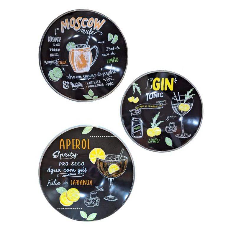 KIT COM 2 BOWL DE VIDRO TEMÁTICO DE BEBIDAS | TAM.: 16X30CM | 300ML | CUMBUCA | PRATOS | CASA E DECORAÇÃO | PETISQUEIRA