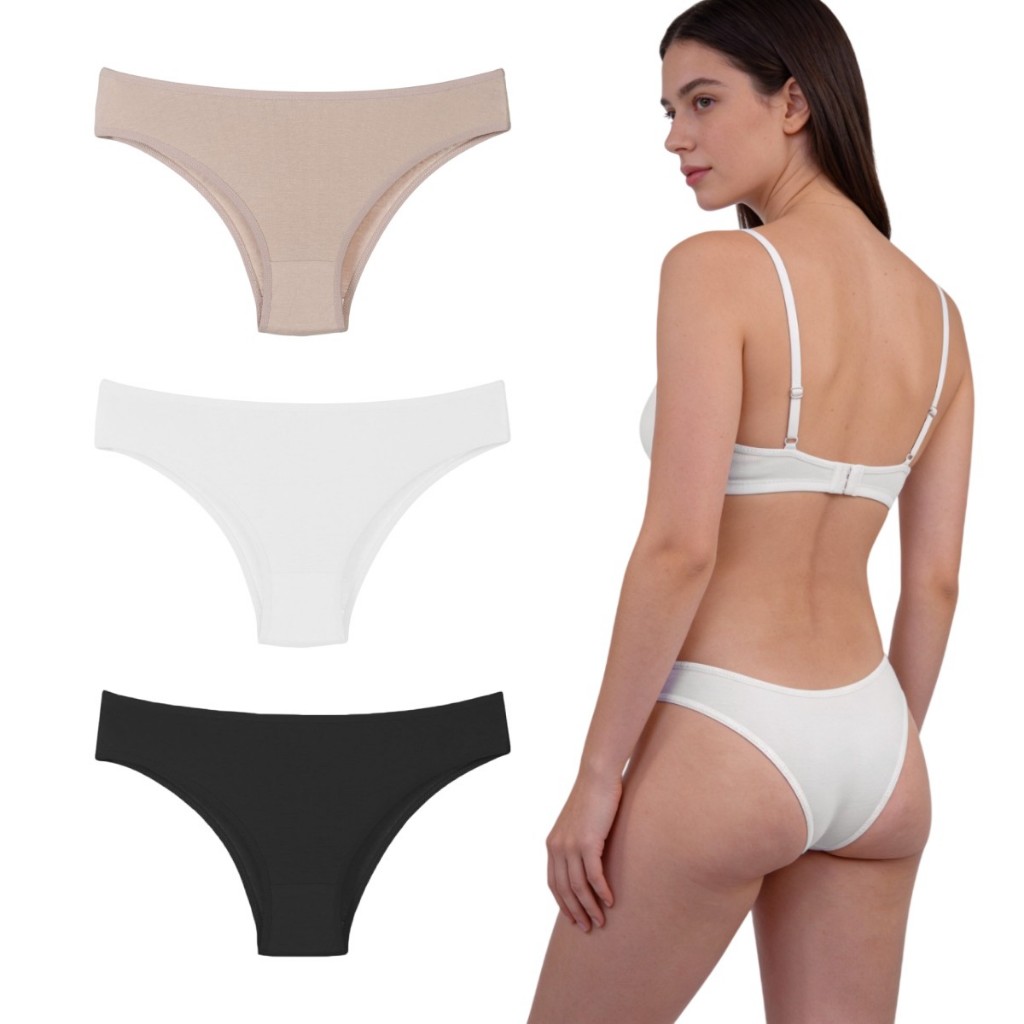 Kit C/ 3 Calcinhas de Algodão Tanga Feminino A10 em Oferta na Shopee