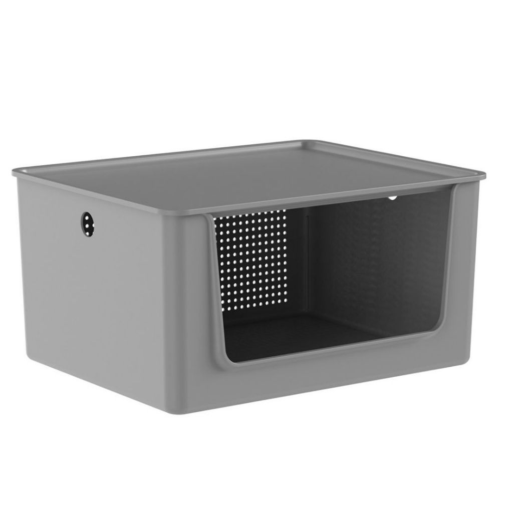 Cesto Organizador Com Tampa E Abertura Frontal  Flow  16L Cinza em Oferta na Shopee