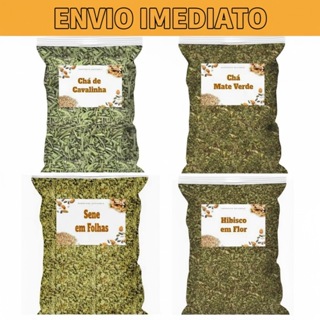 Kit Chá Natural Desincha Cavalinha, Hibisco, Chá Verde e Sene | Ervas Secas 100% Natural em Oferta na Shopee