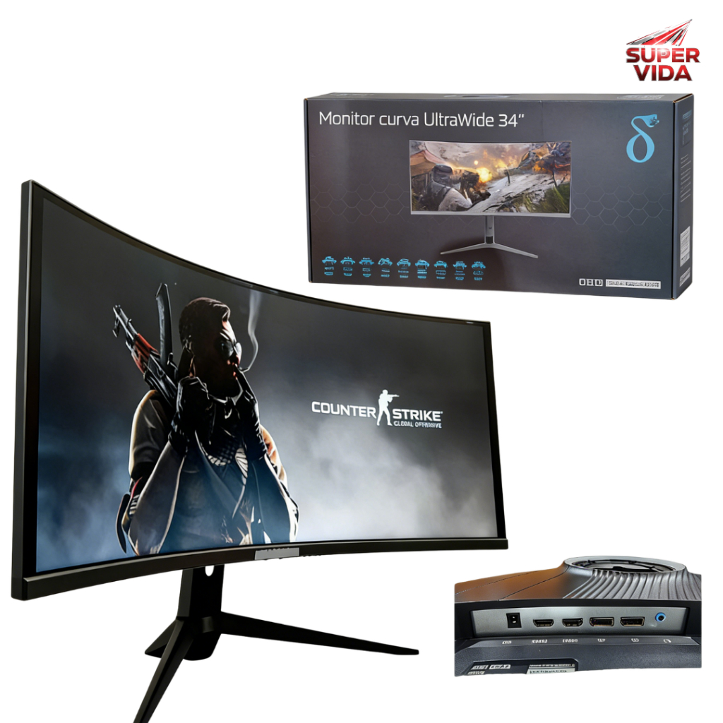 Monitor LED Curvo Ultrawide 34" com Alto-falante | Gamer Delta M3422auc Pro 2k 180Hz 1ms Rgb G-Sync FreeSync - Miniatura 2