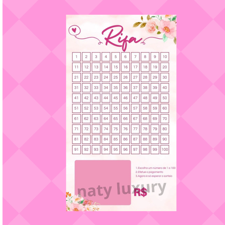 KIT 3 TAGS PARA RIFA, KIT TALÃO PARA RIFA VARIOS MODELOS