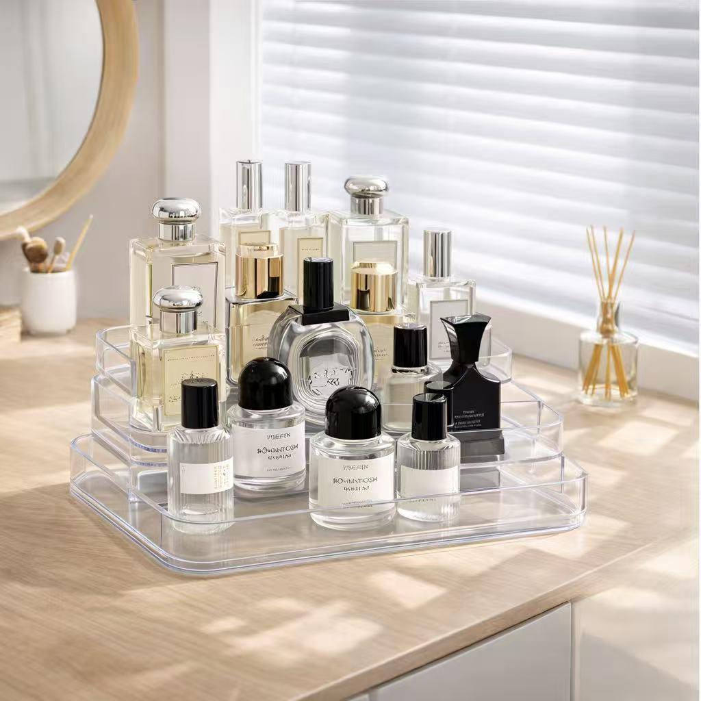 Organizador de Maquiagem Perfume Acrílico Multinível 3 Andares Expositor – Porta Makes e Cosméticos