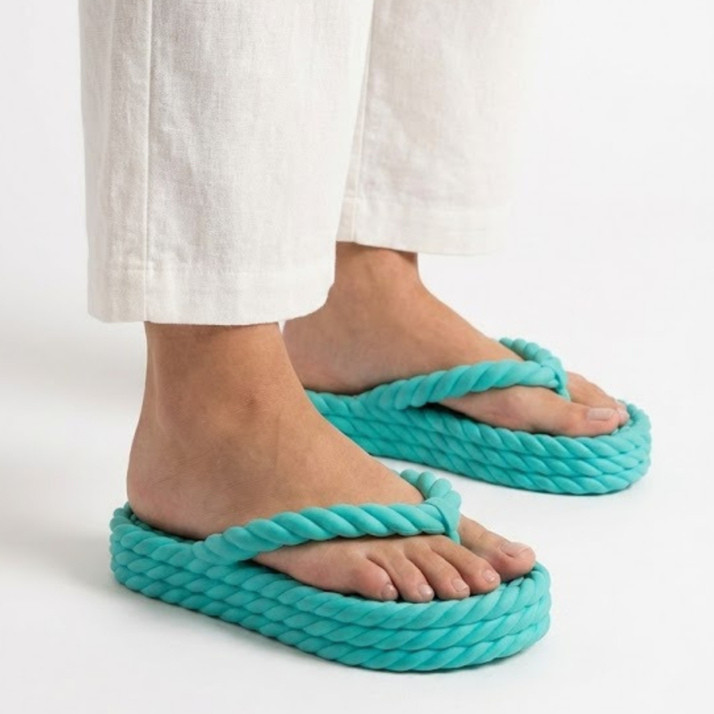 Chinelo Feminino Tamanco Slide Anabela Verde Água Confortável