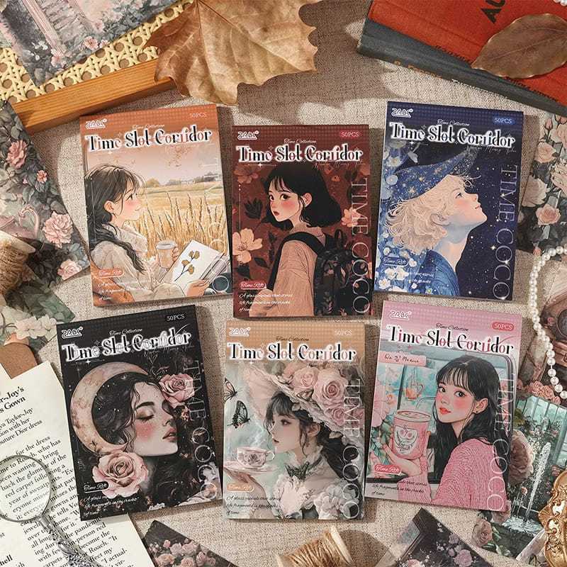 Bloco 50 Papéis Vintage Time Slot Corridor  I Colagens, Scrapbook, Bullet Journal