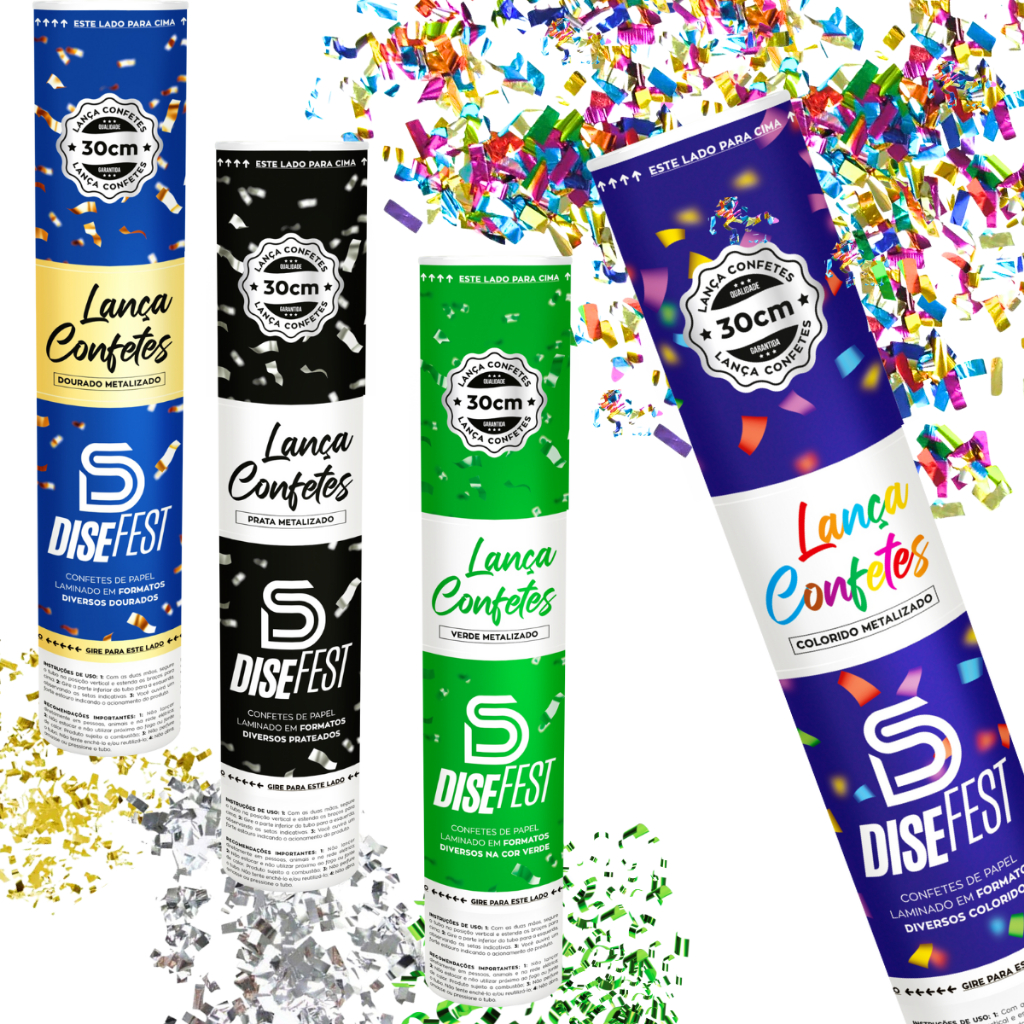 Lança Confetes Metalizado 30cm Dourado Prata Colorido Rosa Azul Festas Reveillon Aniversarios em Oferta na Shopee