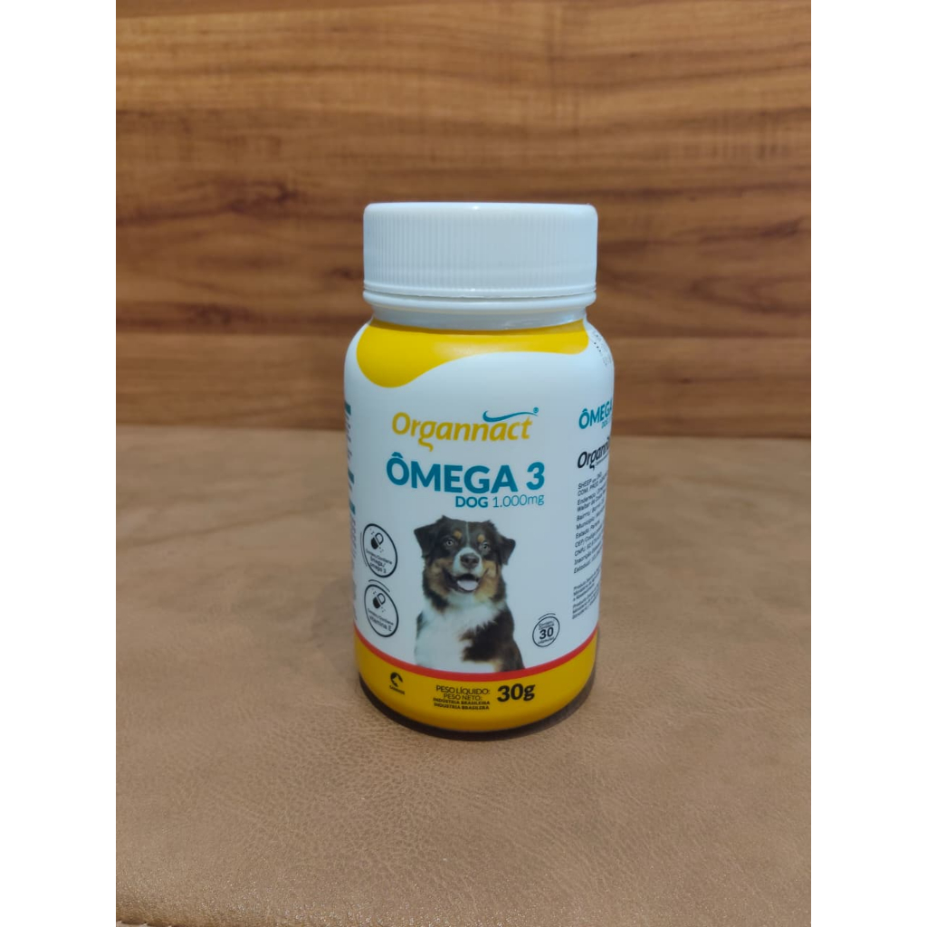 Ômega 3 Dog 1000mg Organnact Suplemento Para Cães Pele Pelagem e Articulações - 30 Cápsulas