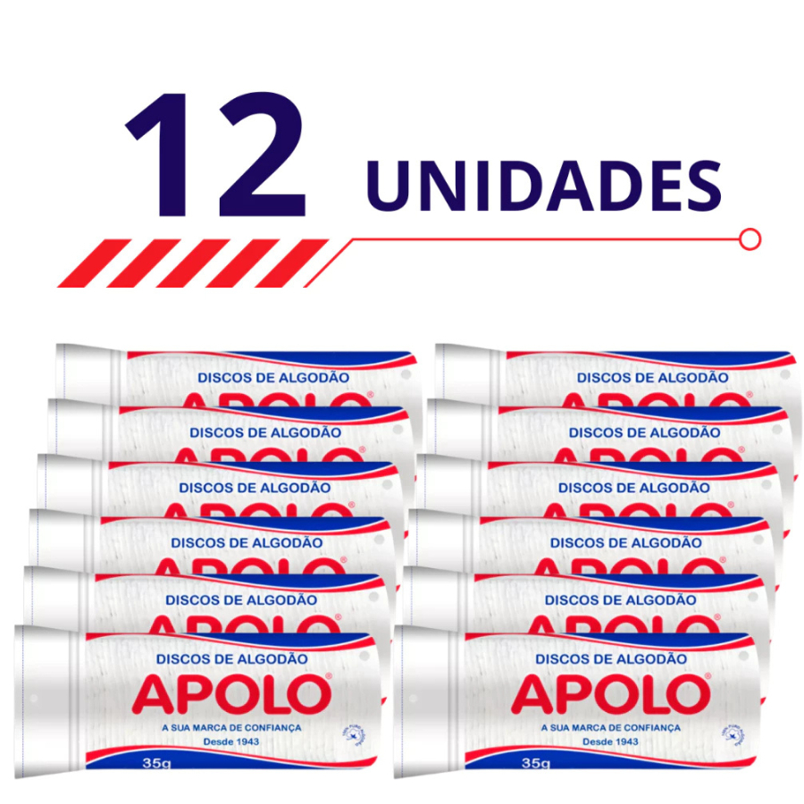 Discos de Algodão Apolo Macio 100% Puro - Kit 5 ou 12 Uni