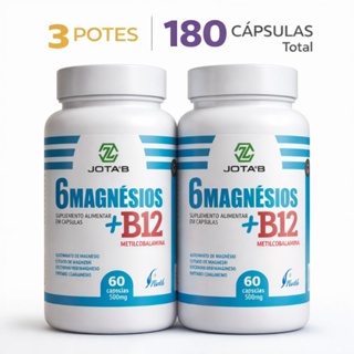 2 Potes de 6 Magnésio + B12(Metilcobalamina) - COMBO PROMOCIONAL 120 Cápsulas - Poucas Unidades em Oferta na Shopee