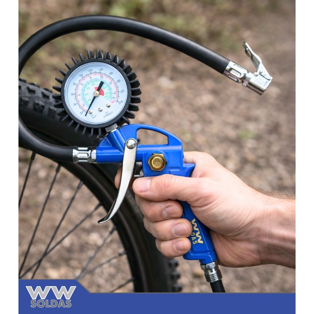 Calibrador De Pneu C/manometro Escala Até 220libras/15bar em Oferta na Shopee