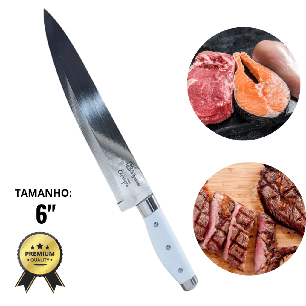 Imagem Kit 1 2 ou 4 Facas Linha Europa 29cm Aço Inox Profissional Chef Churrasco Alta Precisão e Resistência