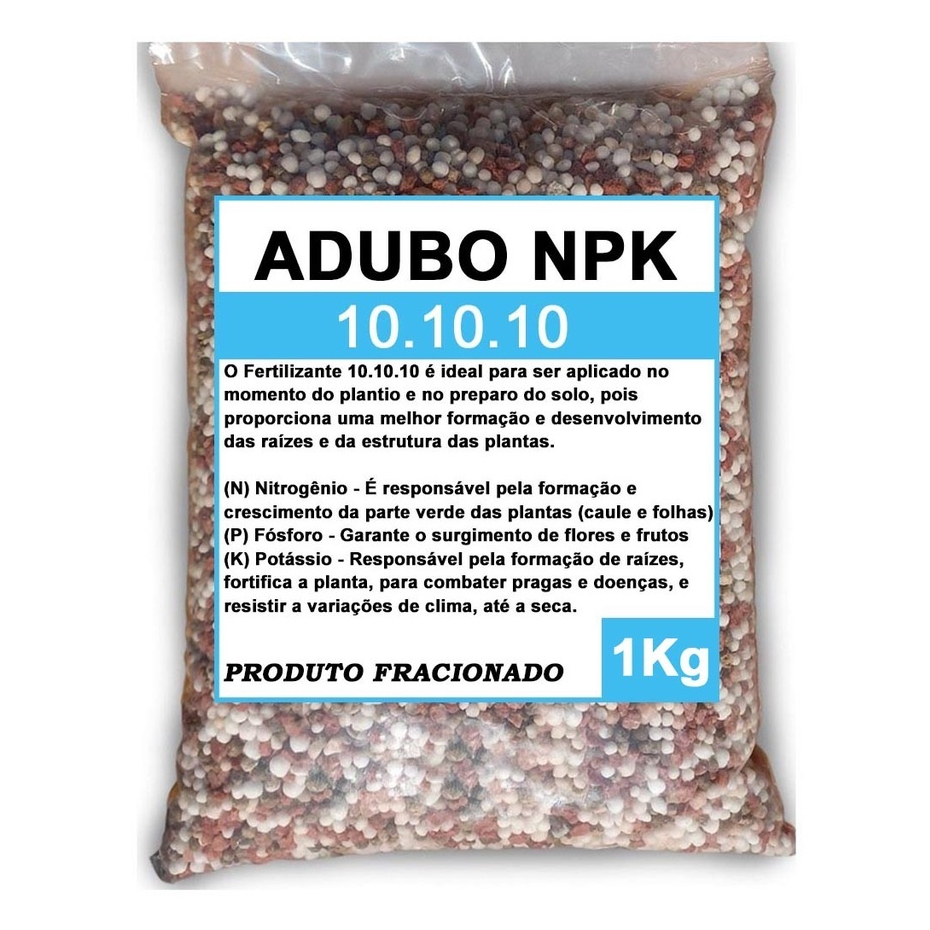 Adubo Fertilizante NPK 10.10.10 Fracionado Hortaliças Flores Suculentas Rosas do Deserto Jardins em Oferta na Shopee