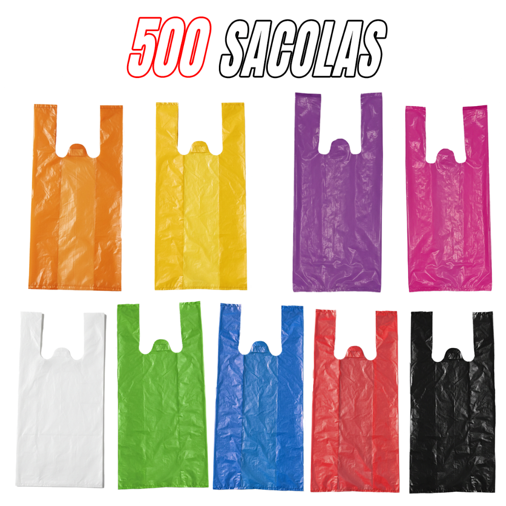 500 Sacolas Plásticas Reforçadas 30x40 / 38x50 / 50x60 - Sacolinhas para Lojas e Mercados em Oferta na Shopee