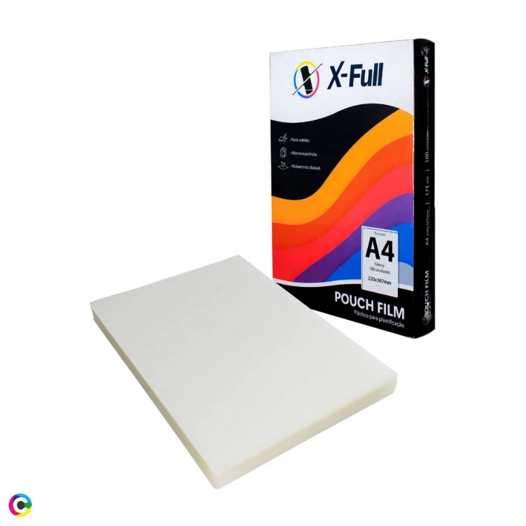 Kit 300 Folhas Plastico p/ Plastificação Polaseal A4 220x307mm 125mic Folha Dupla X-FULL