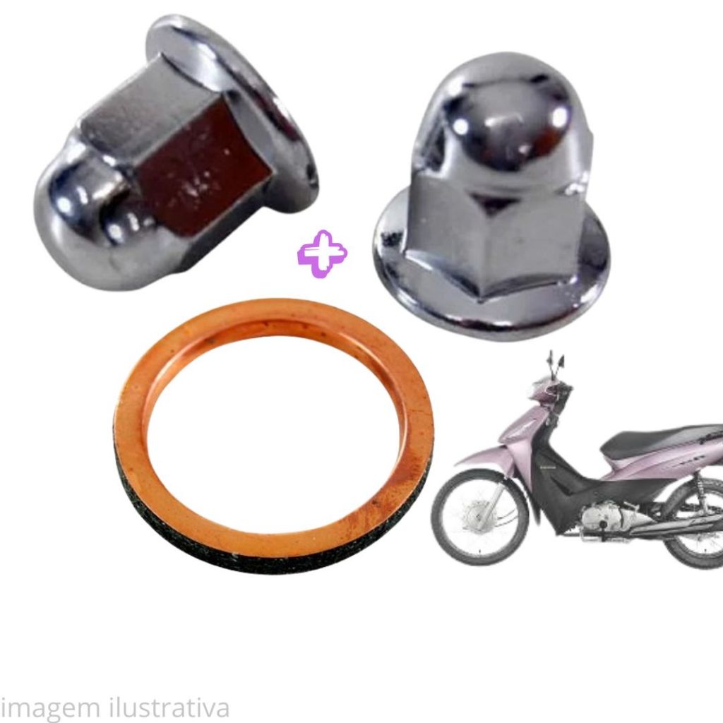 Kit Anel do escape Biz 125 2006 a 2024 anel vedação do escapamento + 2 porcas cegas