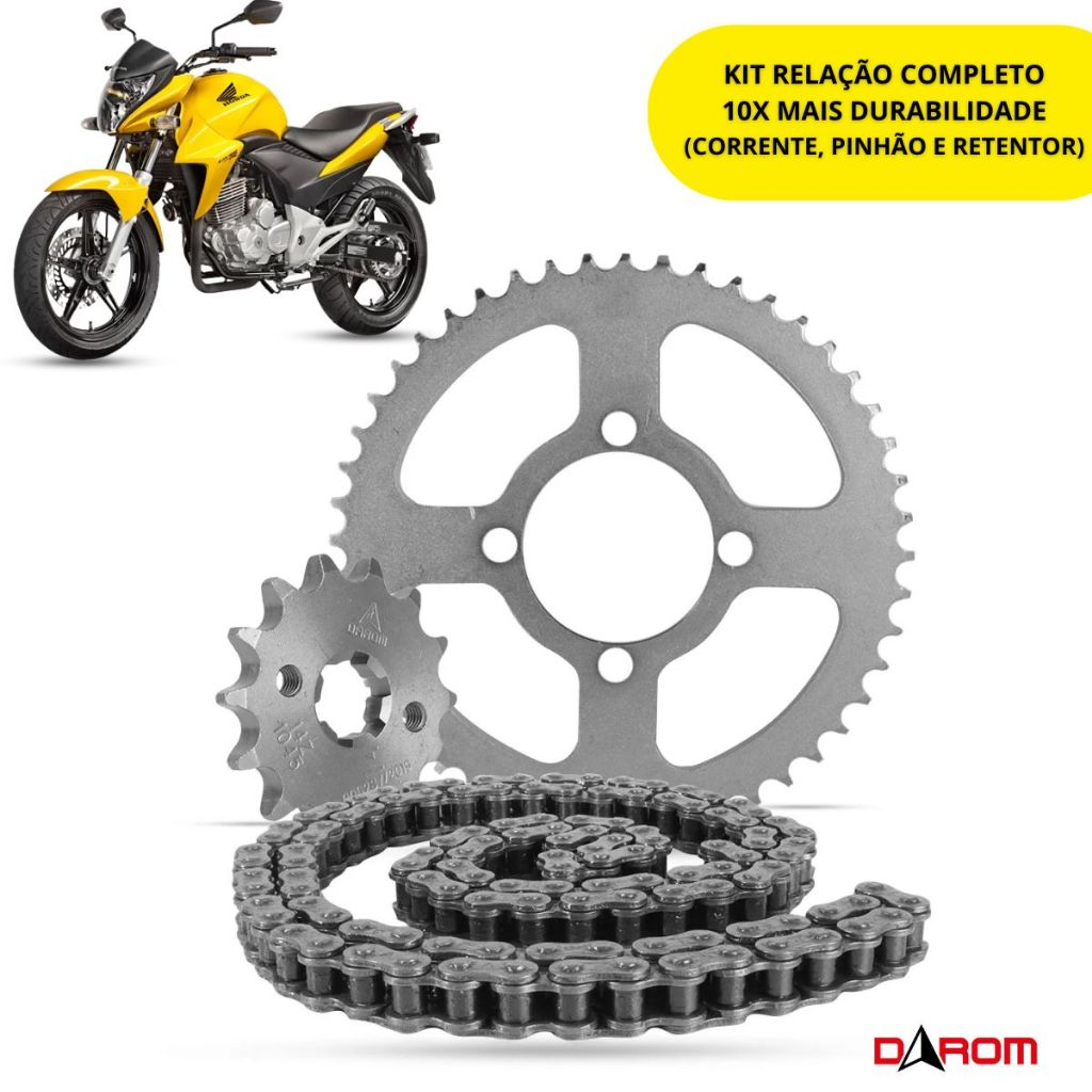Relação Completa Honda CB 300R Anos 2009 até 2015 Completa Alta Durabilidade Corrente Pinhão e Retentor