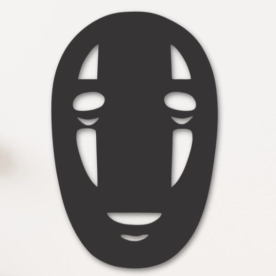 Placa Quadro Decorativo Silhueta No Face Viagem Chihiro Anime Desenho Studio Ghibli Madeira MDF Fita Dupla Face Preto