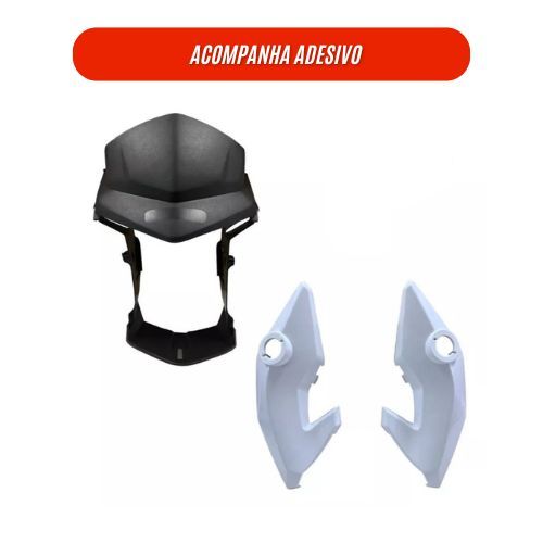 Carenagem Máscara Farol + Par Bananinhas Lateral Cg Titan 150 Fan 125/150/160 Start 2014 A 2021 Branca em Oferta na Shopee