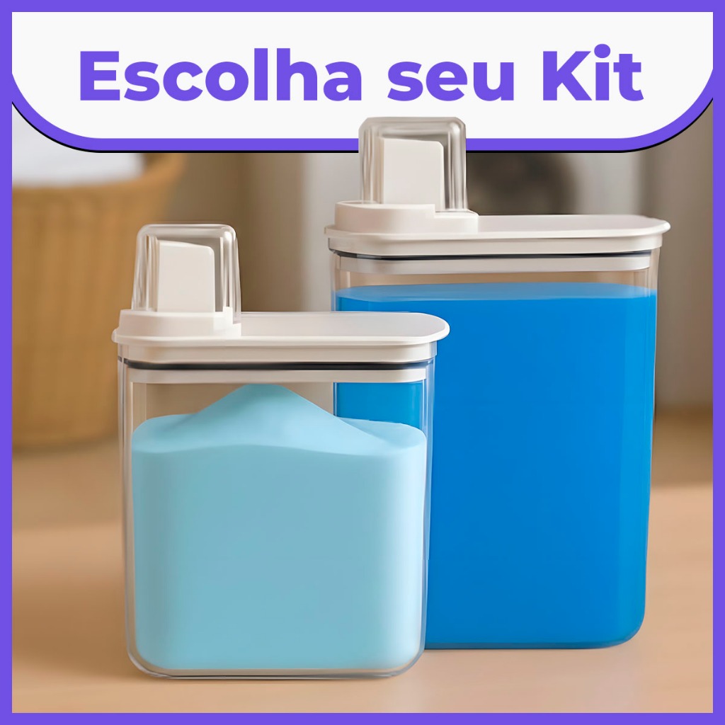 Monte seu Kit Dispenser Organizador Lavanderia 2,3 litros + 1,5 Litros Acrílico (AMACIANTE, SABÃO)