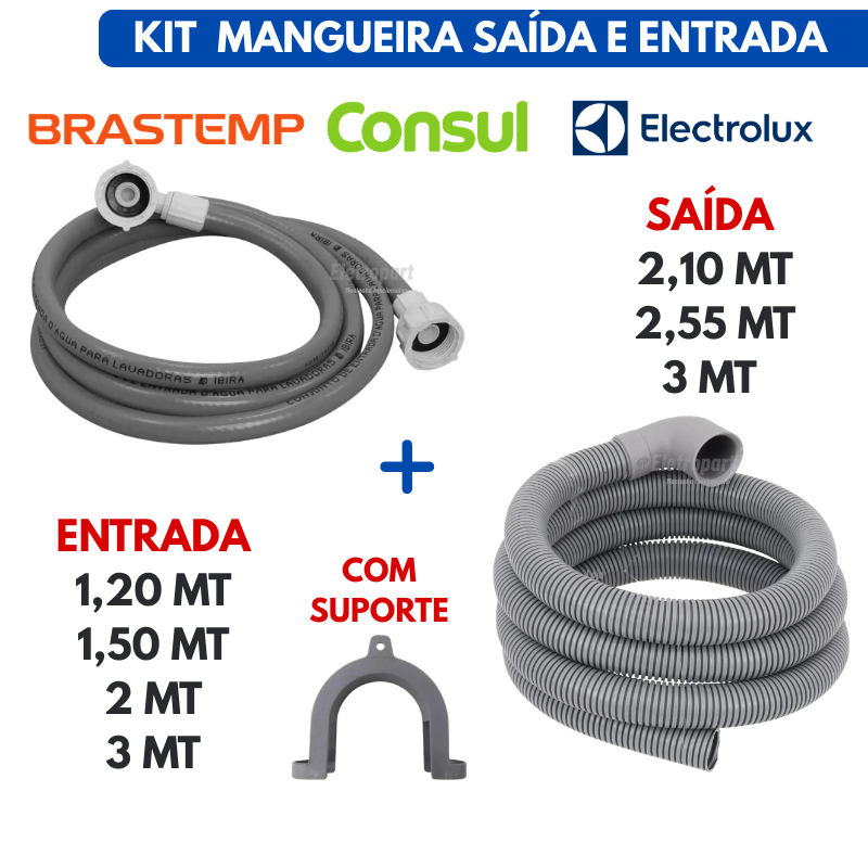Kit Mangueira Para Maquina De Lavar Entrada e Saída De Água