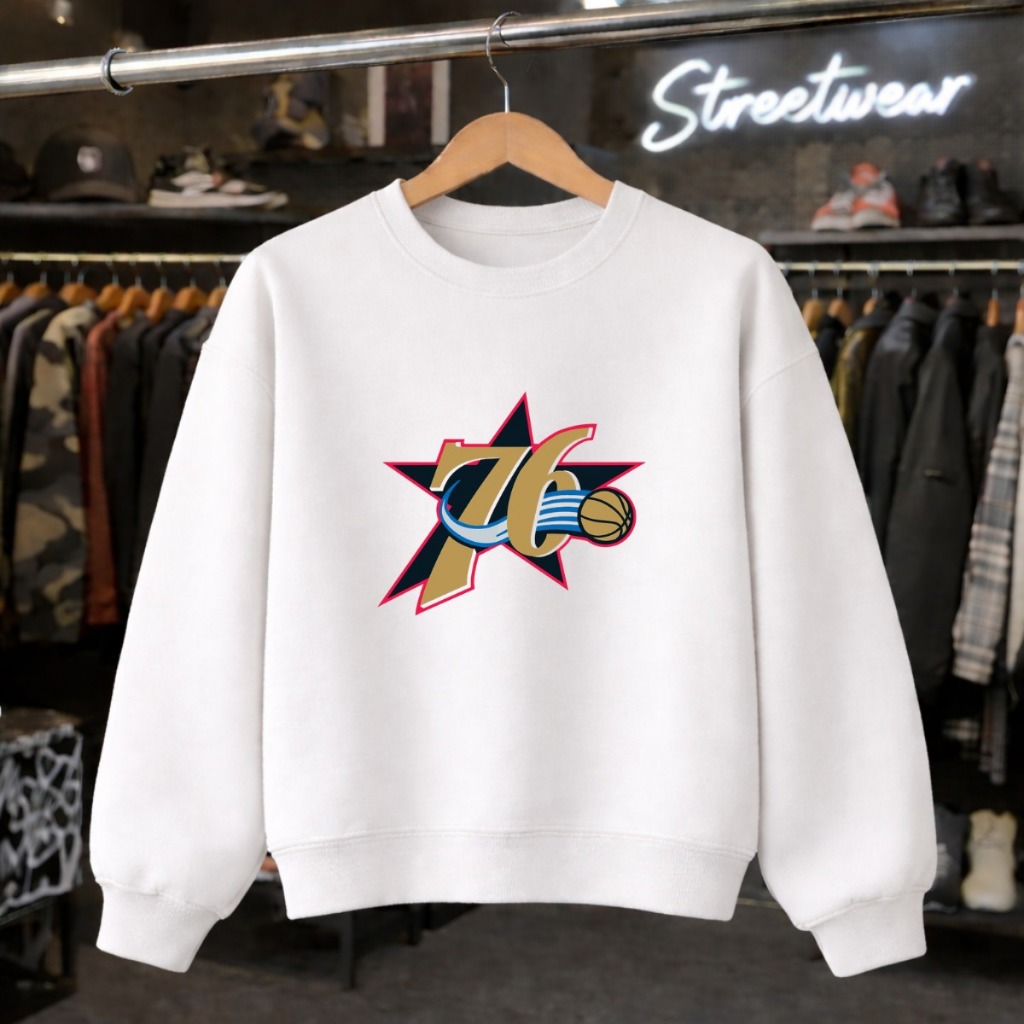 Moletom Gola Careca Algodão Estampado Desenho Estrela Número Basquete Esporte Blusa de Frio Macio Confortável Quentinho