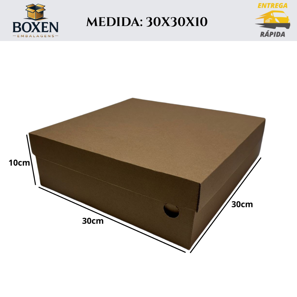 Kit c/ 5 Caixas de Papelão Parda 30X30X10 – Perfeita para Presentes e Lembranças