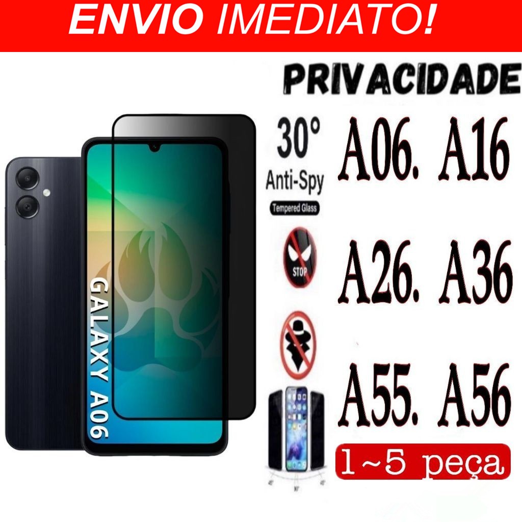 Película Privacidade 3D Anti Spy Samsung A06 A16 A26 A36 A55 A56