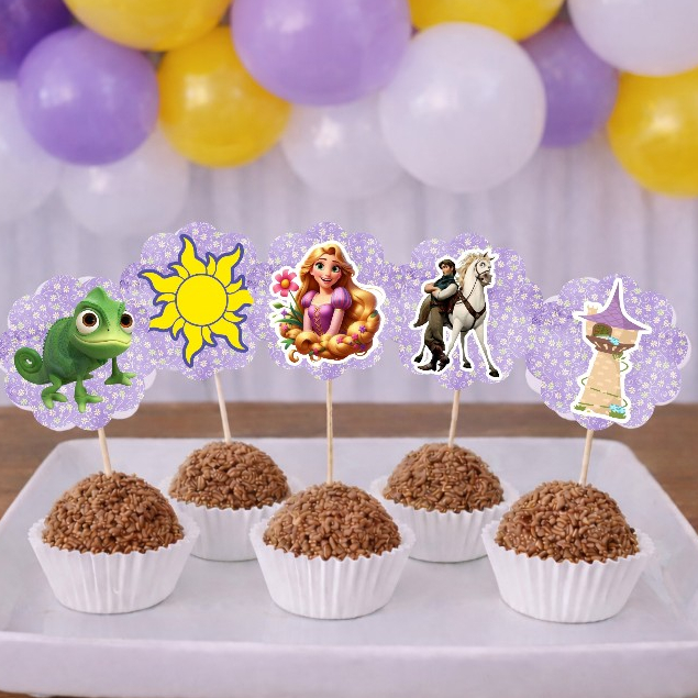 Topper de docinhos ou cupcake Enrolados,Rapunzel/tags Enrolados,Rapunzel