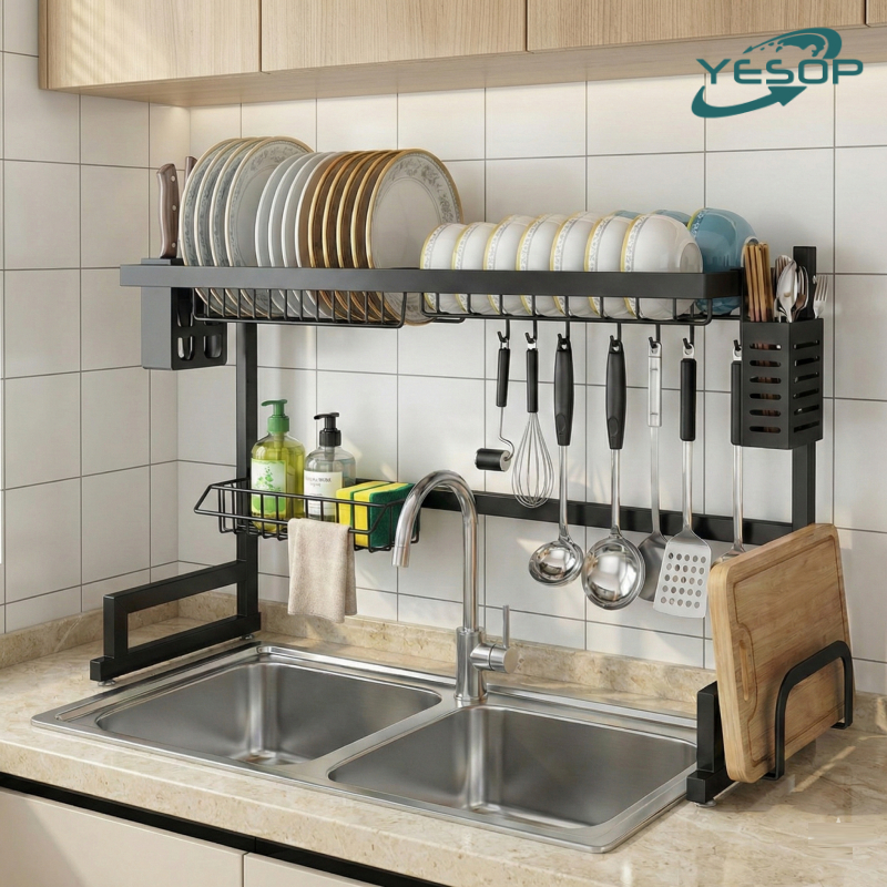 YESOP Escorredor De Louça Sobre Pia 65cm Organizador Cozinha Suspenso Autossustentável Premium em Oferta na Shopee
