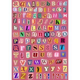 Cartela 112 Adesivos Letras A a Z Coloridas Journal – Impressos em Papel Adesivo para Journal e Scrapbook