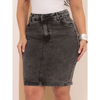 Saia Jeans Secretária No Joelho Com Lycra Moda Modesta Cristã Modéstia em Oferta na Shopee