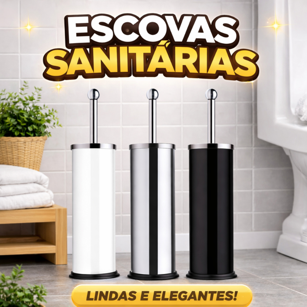 Escova Sanitária Com Suporte Para Banheiro Casa Limpeza higieniza Completa Privada 28cm - Hercules