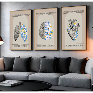 Quadros Decorativos Anatomia Das Flores Medicina Médicos Bege Boho Sala Quarto Escritório em Oferta na Shopee
