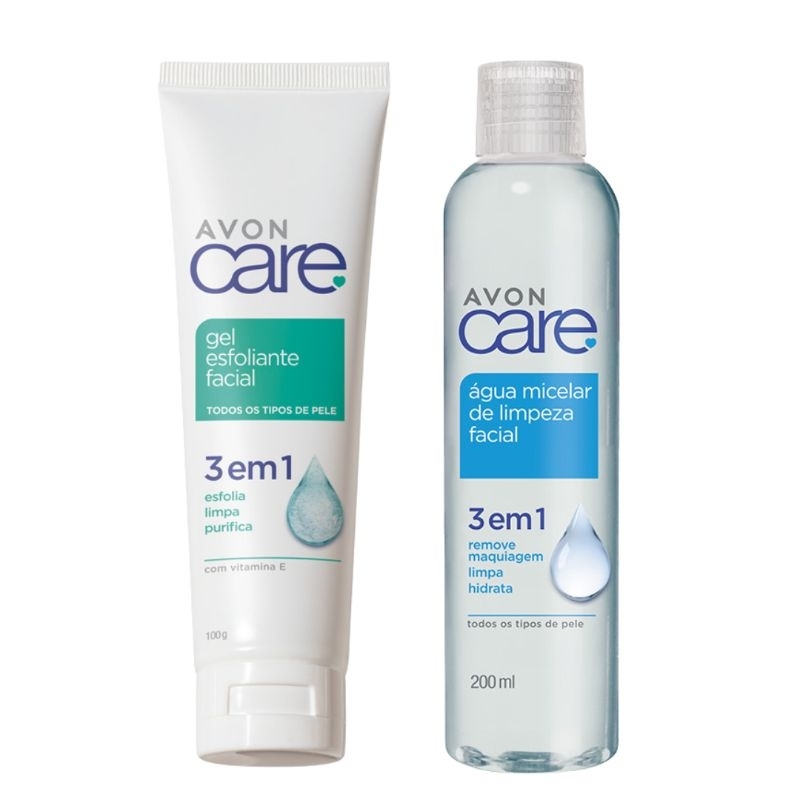 Avon Care Gel Esfoliante Facial 3 em 1 100g + Avon Care Água Micelar Facial 3 em 1 200ml