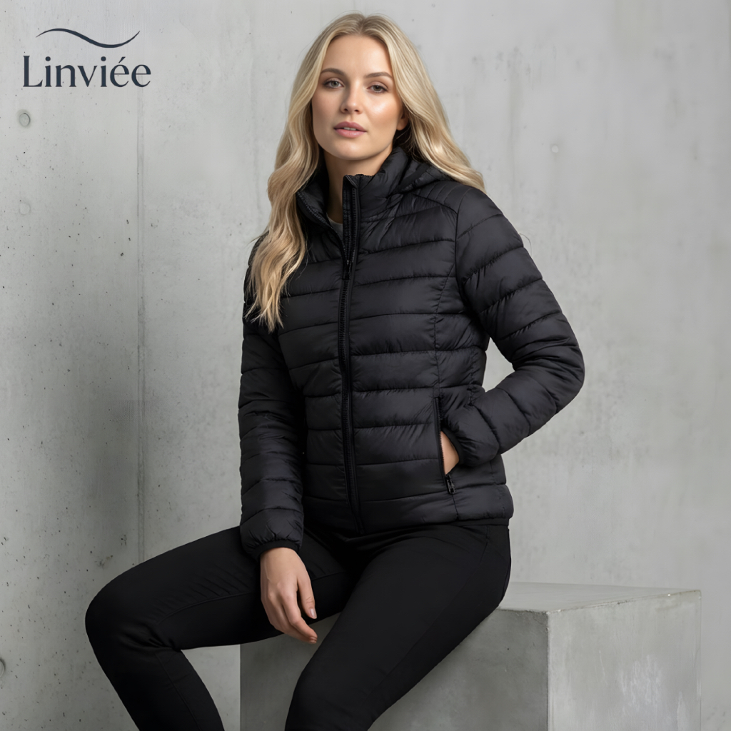 Jaqueta Casaco Bobojaco Puffer Capuz Removível Bolsos Internos Feminina