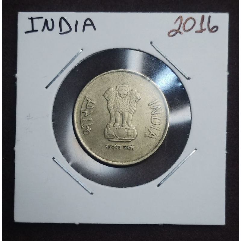 Moeda da Índia, 2016, 5 Rúpias - Emblema Leão de Ashoka, Conservação Soberba