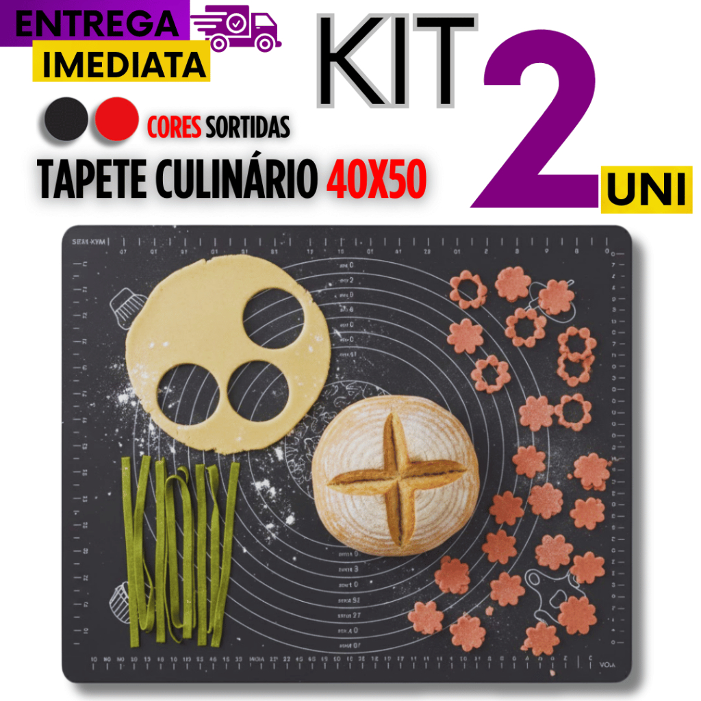 KIT 2/1 Tapete de Pascoa Culinário Silicone Antiaderentes 40x50cm Confeitaria Cozinha Tapete Sortida