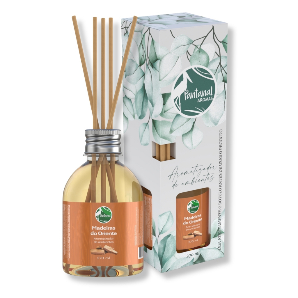 Aromatizador Ambiente Madeiras Oriente 270ml Pantanal Aromas Difusor Casa Home Cheiro Perfume