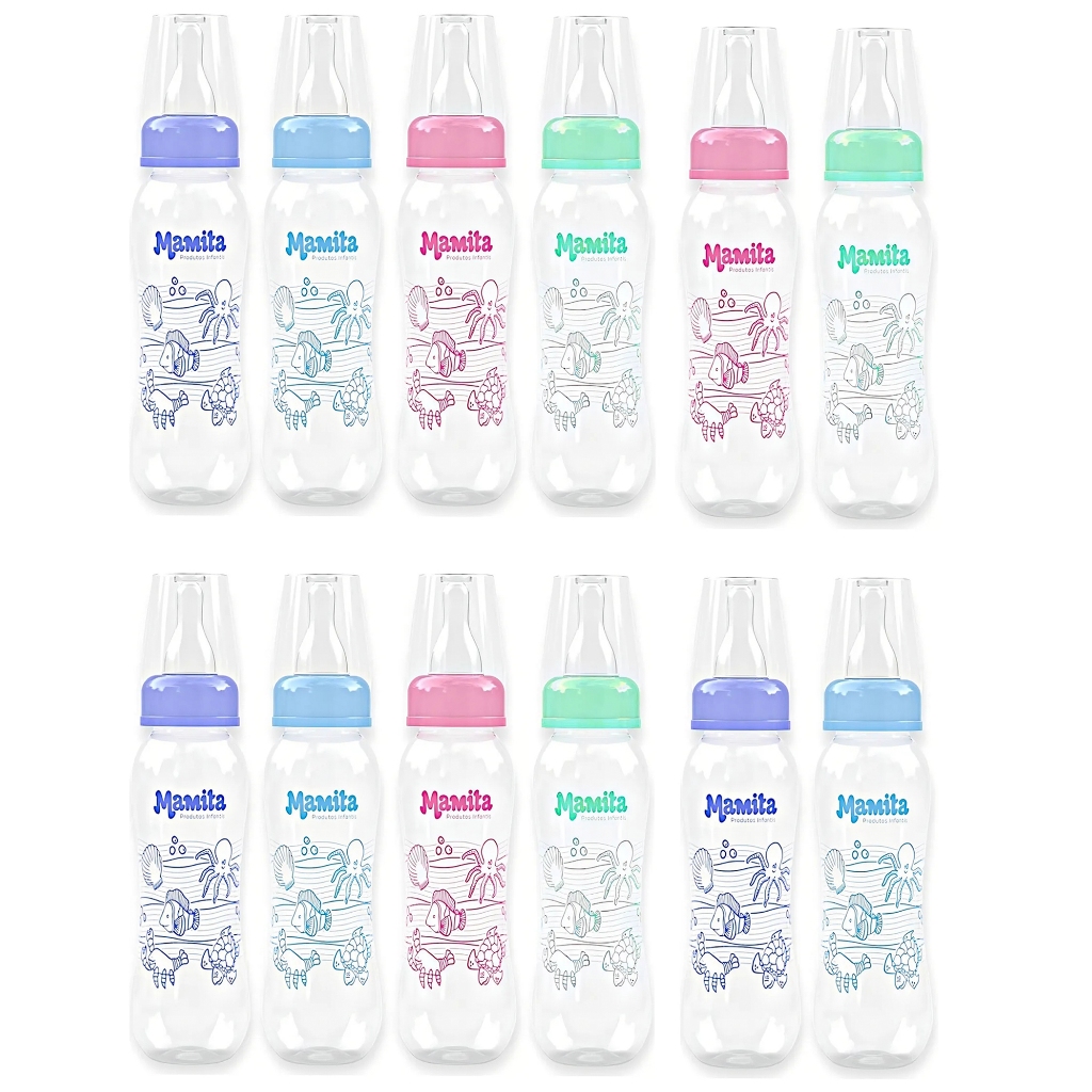Kit 12 Mamadeiras 150ml Bico Silicone BPA Free Decorada Menina Menino Bebê C/ Inmetro Mamita