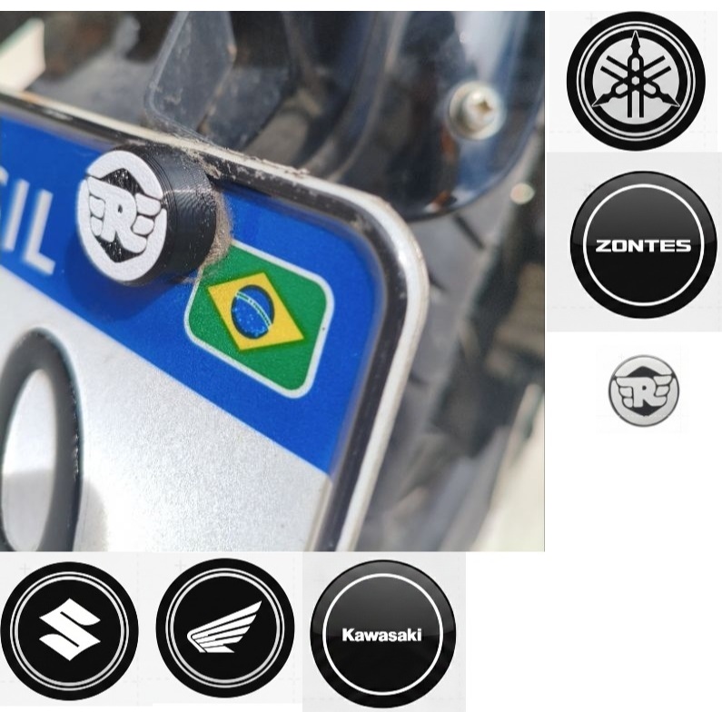 Par Capa De Parafuso Placa Moto Logotipo YAMAHA HONDA KAWASAKI ZONTES