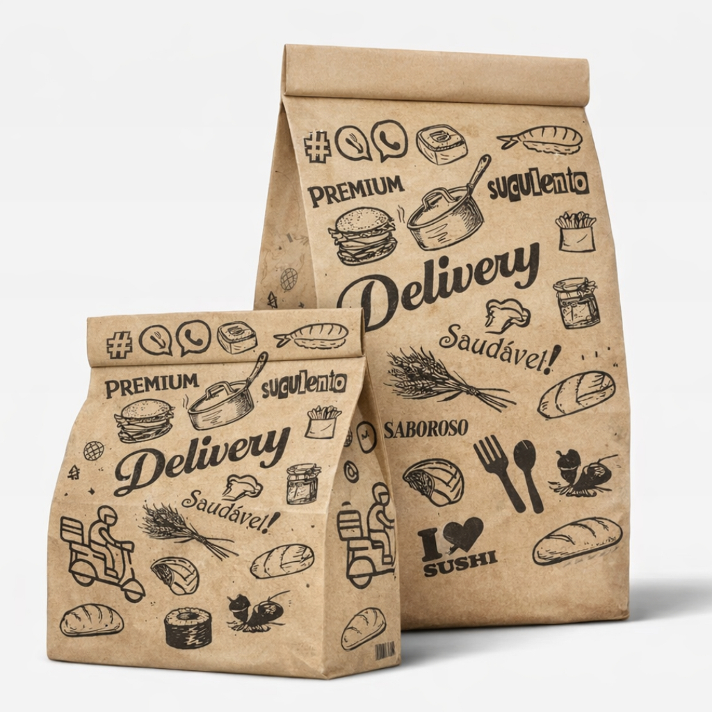 Saco Kraft Papel Delivery Entrega Oba Seu Pedido Black Premium Chegou Grosso P OU G em Oferta na Shopee