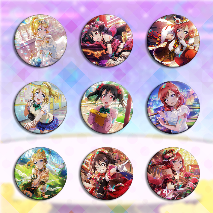 Bottons Muses μ’s BiBi Love Live School Idol Project tamanhos 32mm 44mm ou 58mm