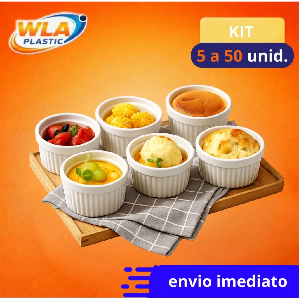 Ramequim100ml Plástico Canelado KIT 5 a 50 para Molho Petisco Caldo Doces Buffet Restaurante Festa Aniversário (Ramekin) em Oferta na Shopee