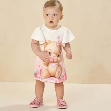Vestido Bebê e Infantil Ursinha – Delicado e Encantador Moda Infantil