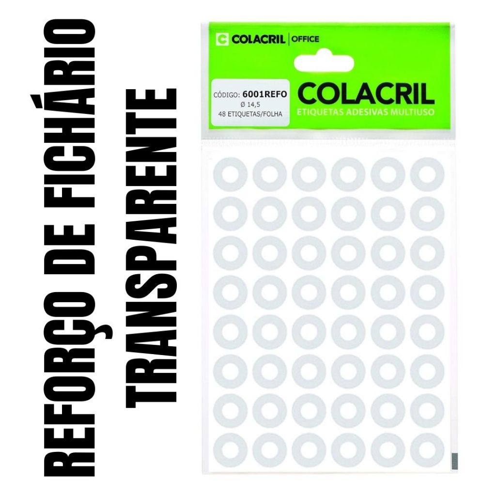 Reforço de fichário transparente autoadesivo c/288 unidades Colacril 6001REFO (op2233)