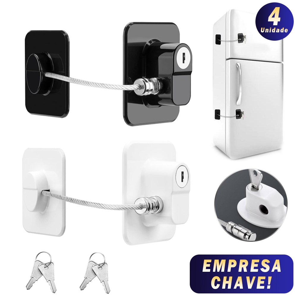 Kit 2 Trava Tranca Com Chave para Geladeira Freezer Porta Janela Gaveta Não Precisa Furar（SK2）