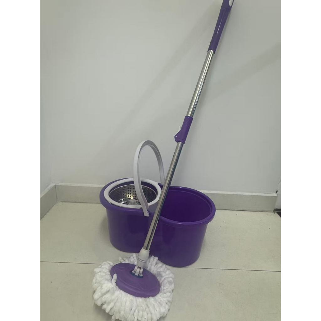 Mop Giratório C/rodas Cabo/cesta Inox + Balde Plástico 10l